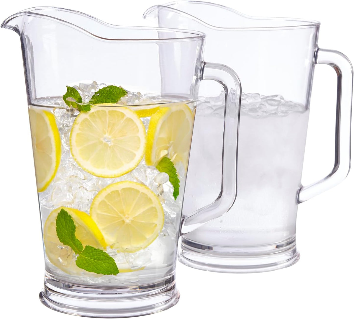 Pack 2 Jarras Acrílico Transparente 1900 ml Estilo Bistró - Sin BPA, Reutilizables, Interior y Exterior