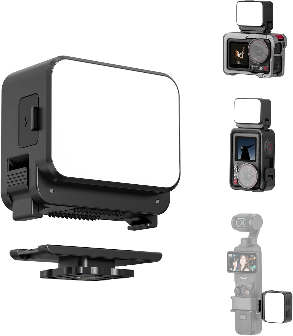 Mini luz para cámara de acción DJI Pocket 3 4, luz de relleno, luz LED para vlogging con zapata fría/caliente para DJI OSMO Pocket 3 4 Action 5 Pro 4 3, para accesorios GoPro