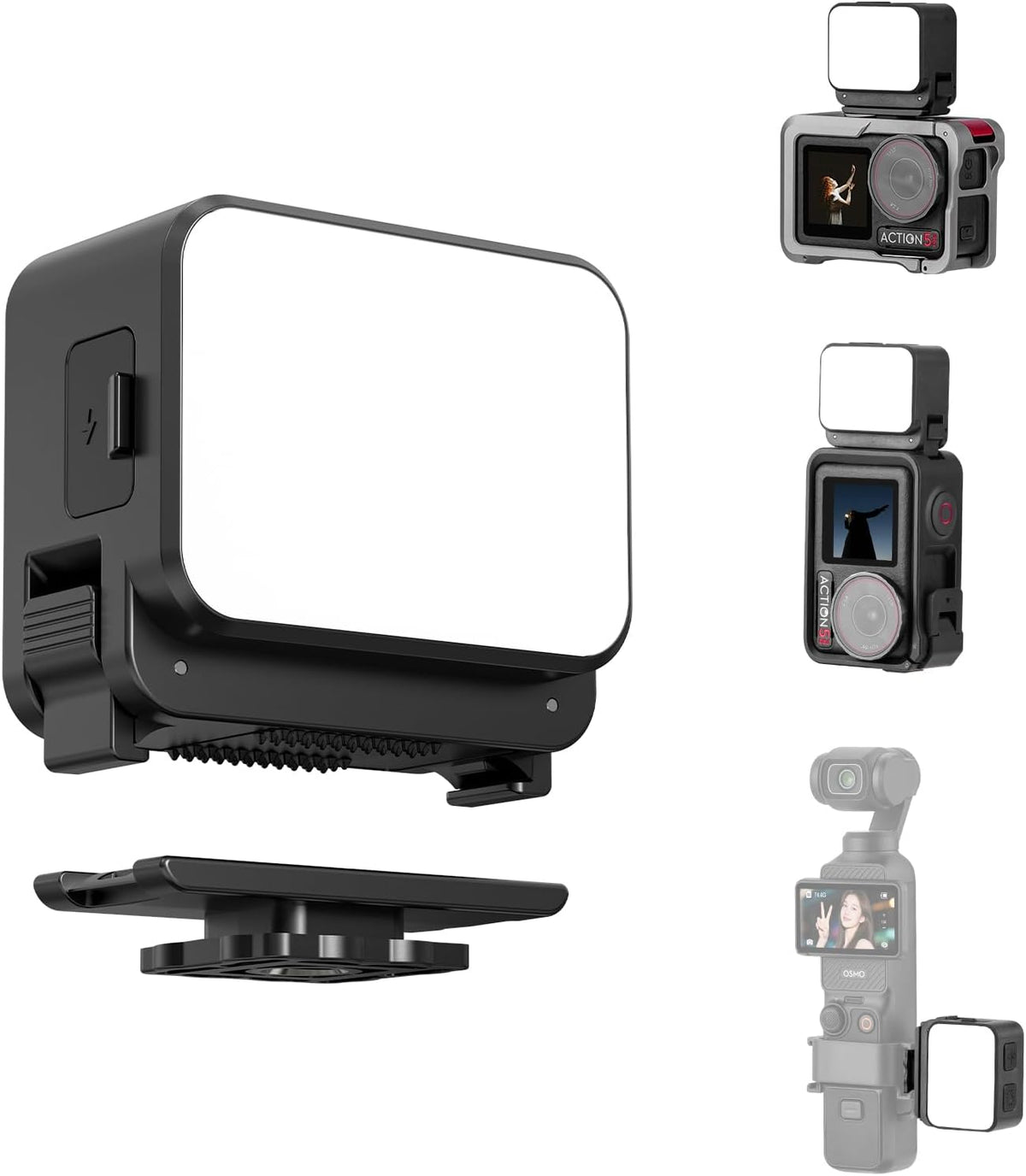 Mini luz para cámara de acción DJI Pocket 3 4, luz de relleno, luz LED para vlogging con zapata fría/caliente para DJI OSMO Pocket 3 4 Action 5 Pro 4 3, para accesorios GoPro