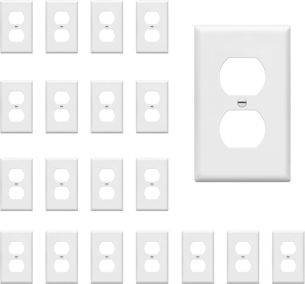 Placas de Pared Duplex ENERLITES 8821-W-20PCS Cubiertas de Enchufes 1-Gang 11,4 x 7 cm Policarbonato Inquebrantable Blanco (20 unidades)