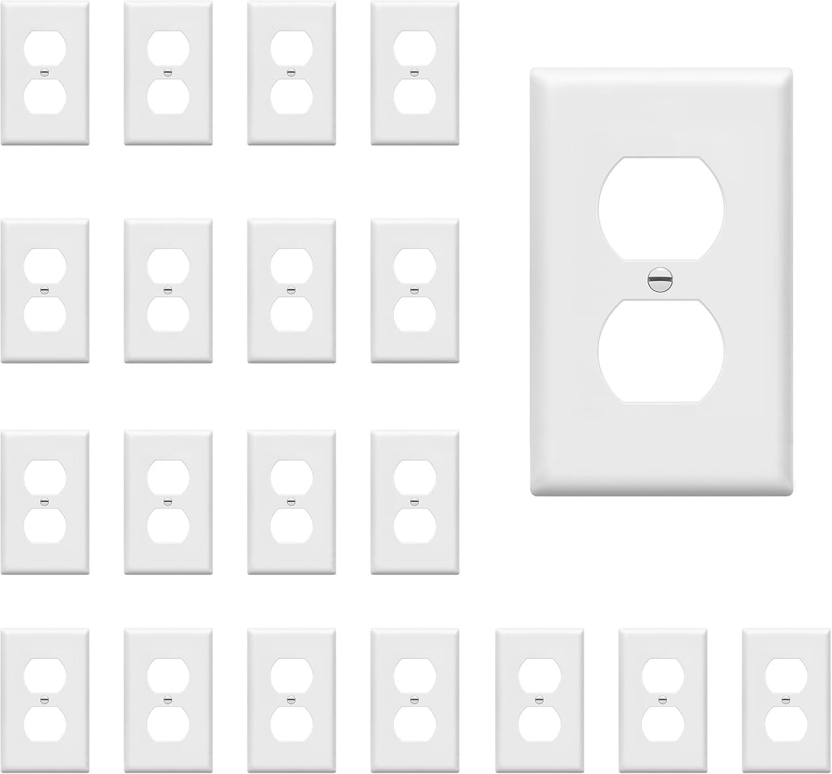 Placas de Pared Duplex ENERLITES 8821-W-20PCS Cubiertas de Enchufes 1-Gang 11,4 x 7 cm Policarbonato Inquebrantable Blanco (20 unidades)