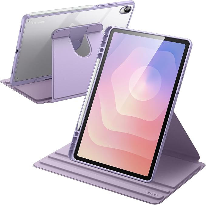 JETech Rotating Case for Galaxy Tab S10+/S9 FE+/S9+ 12.4", Lavender