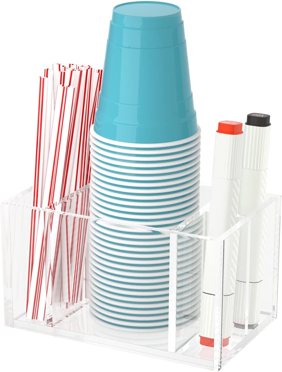 Soporte para Vasos BOSSCASA con Ranura Marcadora – Organizador Acrílico Transparente para Bar y Fiestas