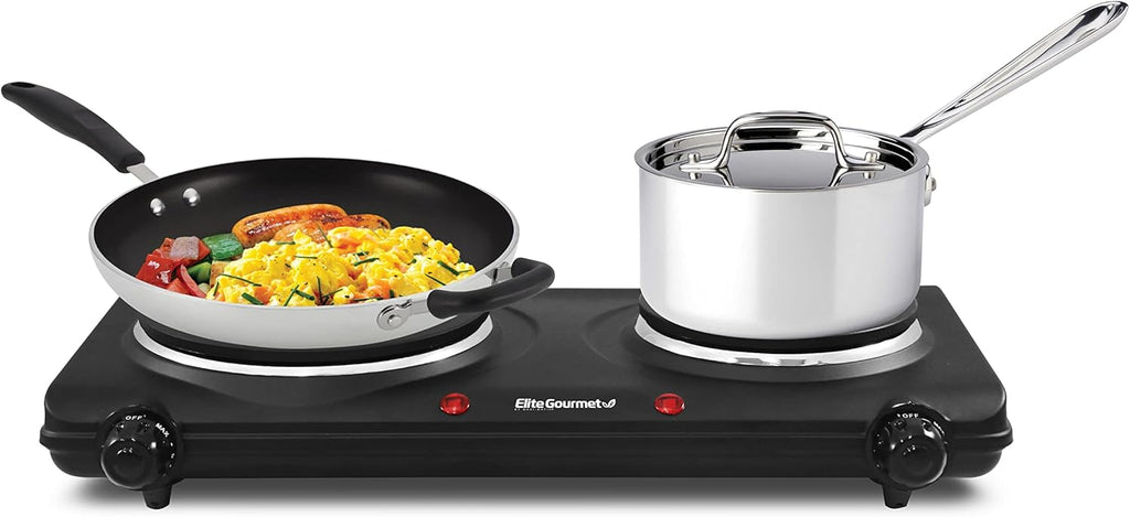 Parrilla Eléctrica Doble Elite Gourmet EDB-302BF | 1500W, Hierro Fundido, Control de Temperatura
