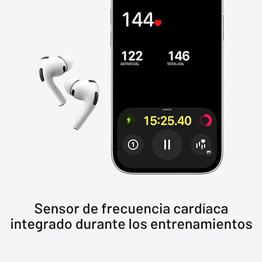 Apple AirPods Pro 3 auriculares inalámbricos, cancelación activa de ruido, Traducción en vivo, detección de frecuencia cardíaca, función de ayuda auditiva, auriculares Bluetooth, audio espacial