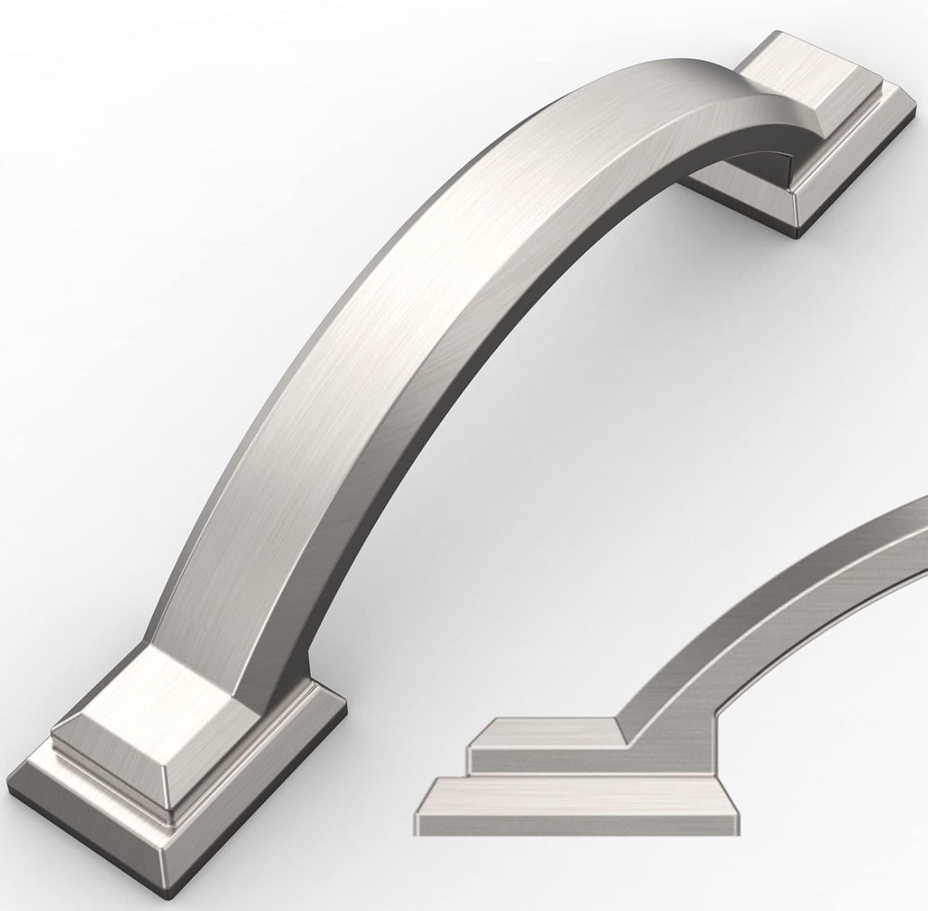 Jaladeras para Gabinete Amerdeco 10 Pack | 3", Níquel Satinado Cepillado, Arco, Cocina y Baño