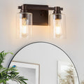 Lámpara de baño de 2 luces sobre espejo, de bronce frotado con aceite, estilo rústico, vintage, para dormitorio, sala de estar y pasillo. 