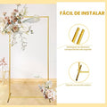 Soporte de Arco Dorado para Bodas y Eventos | Marco de Metal para Globos y Flores | Decoración para Fiestas y Ceremonias