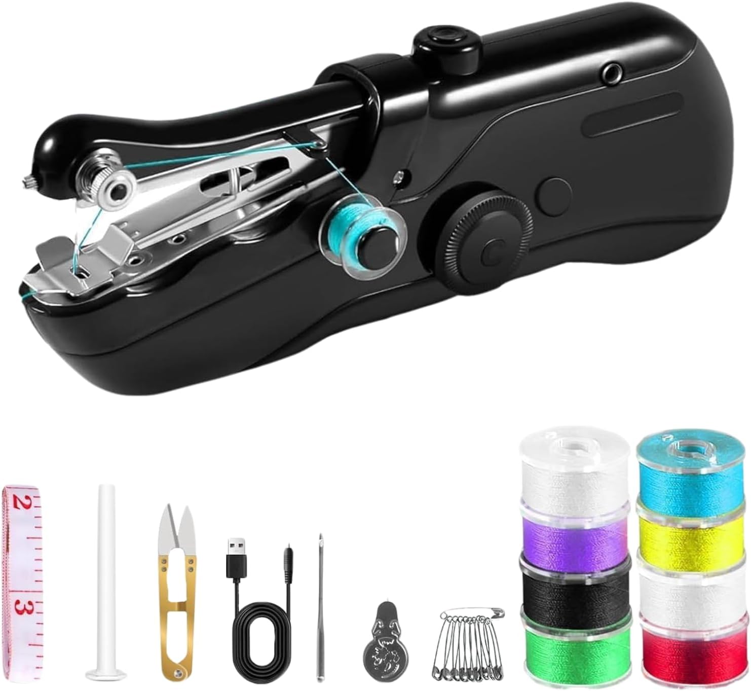 Portable Handheld Sewing Machine for Beginners - Mini Hand Held Sewing Machine for Adults - Small Cordless Stitching Machine for Home Travel Clothes DIY Fabric