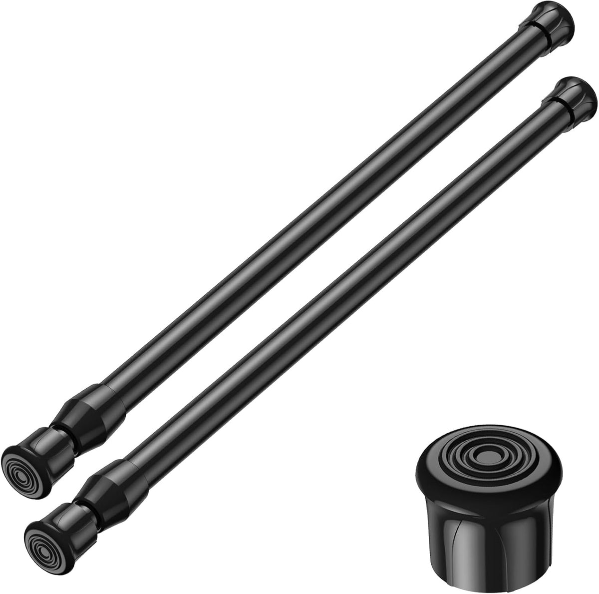 USADO-Barras de Tensión 2 Piezas 30 a 76 Pulgadas | Barras Negras Ajustables con Resorte | Para Zapatero, Colgador, Cortina y Clóset | Negro.