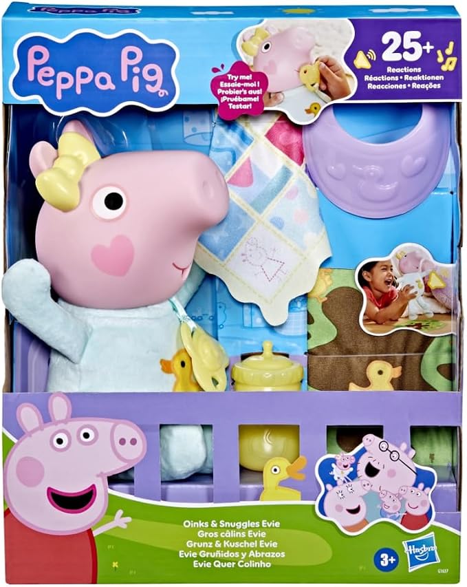 ⚠️ DEFECTO EN OJO – Ver fotos | Muñeca Bebé Interactiva Baby Evie de Peppa Pig con Accesorios y Más de 20 Sonidos