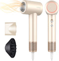 Secador de pelo iónico de 200 millones de iones negativos, secado rápido, de alta velocidad, con difusor, ligero, de bajo ruido, 1500 W, con motor sin escobillas de 110000 RPM (crema)