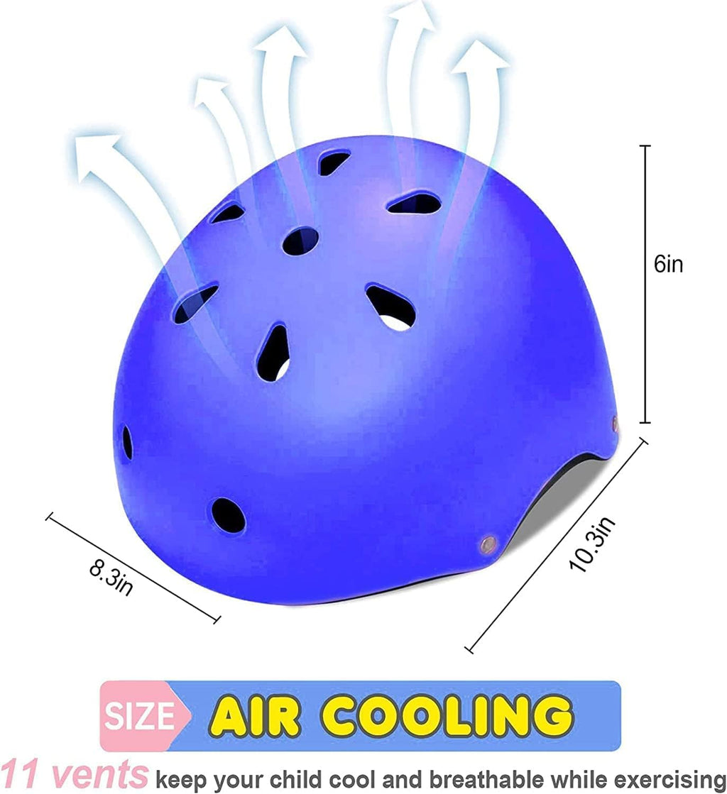 Casco Ajustable para Niños con Rodilleras, Coderas y Muñequeras — Para Edades 3-14 Años, Bicicleta, Patines y Skate