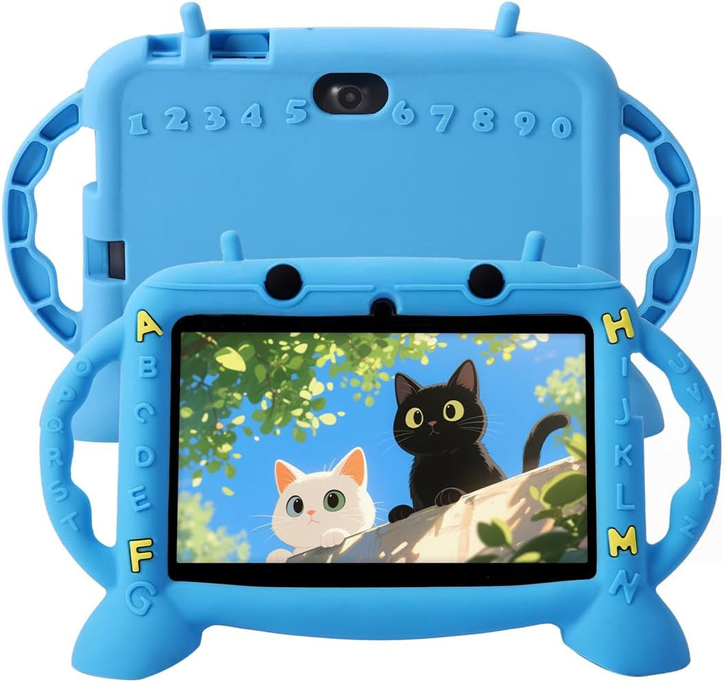 Tableta infantil MengDash de 7 pulgadas para niños de 3 a 10 años, tableta educativa para niños pequeños con Android 11, pantalla táctil, 3 GB de RAM + 32 GB de almacenamiento ROM, Google Play y YouTube (azul).