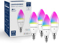 Bombillas inteligentes Lightinginside E12, equivalentes a 60 W, compatibles con Alexa/Google Home/SmartLife, 500 lúmenes, 6 W, RGBCW, tipo candelabro, no requieren concentrador, WiFi 2.4G y BLE, certificación ETL, paquete de 4 unidades.