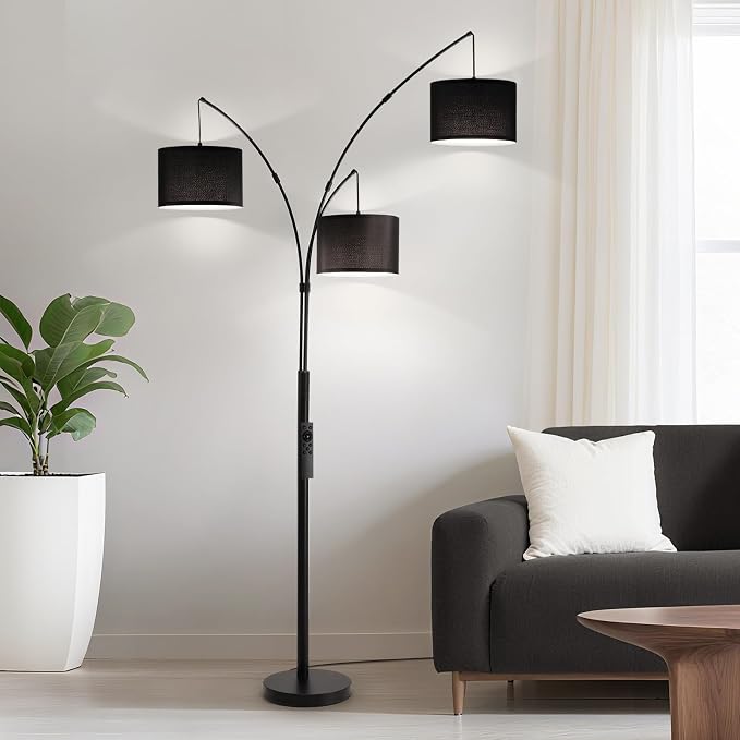 Lámpara de Pie 3 Luces | Control Remoto | 2400LM | Pantallas Negras | 80" | ⚠️ No Incluye Difusores de Luz
