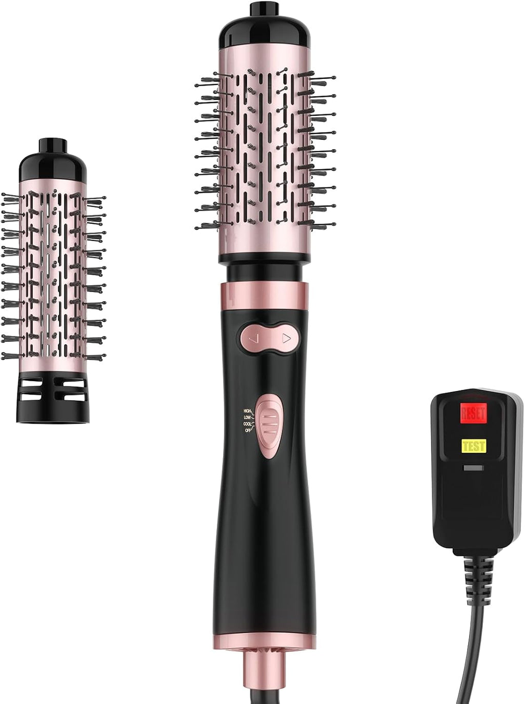 Cepillo secador de pelo giratorio de cerámica, juego de 2 cepillos giratorios de 1,5 y 2 pulgadas, cepillo de aire caliente voluminizador de un solo paso, suave, rizos en C | Negro (Negro)