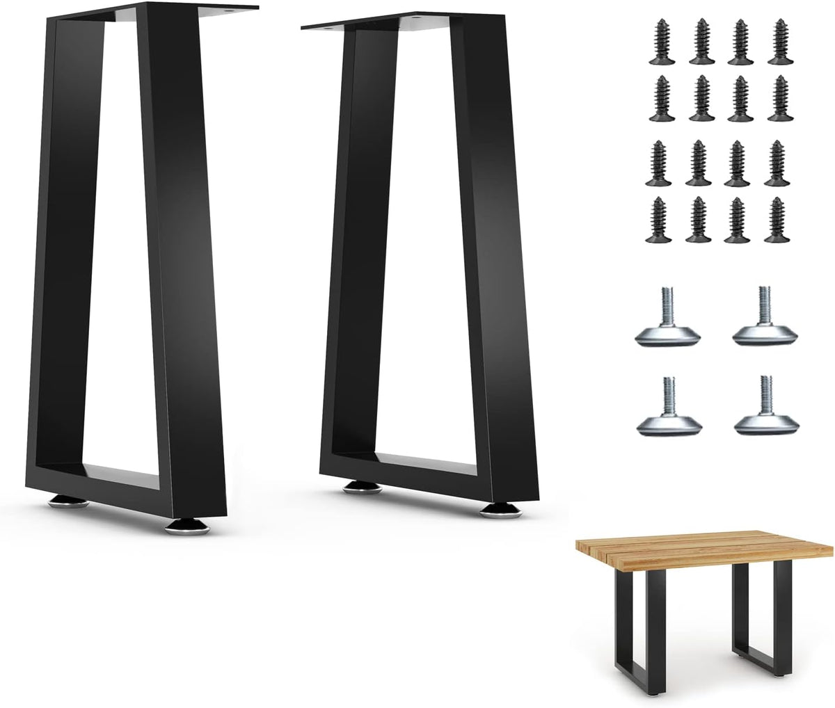 Patas para muebles Luffioner de 16", patas trapezoidales para banco de 16", patas resistentes para muebles, patas para mesa de centro, patas para escritorio DIY, 16" de alto, 10.6" de ancho.