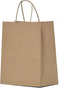Qutuus 100 Bolsas de Regalo Medianas con Asas 20x11x25 cm | Bolsas Kraft Café a Granel | Para Compras, Bodas y Pequeños Negocios