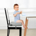 Asiento Elevador para Niños Pequeños — Doble Correa de Seguridad, Base Antideslizante, Lavable, Portátil (Gris)