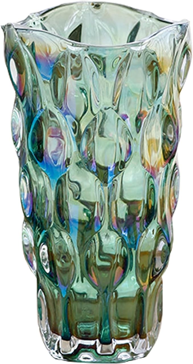 Jarrón moderno de cristal transparente para decoración de centros de mesa altos de flores para el hogar (verde colorido)