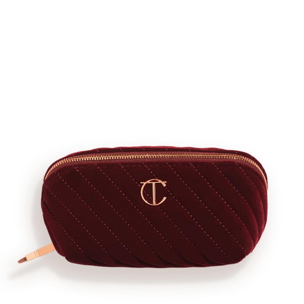 Charlotte Tilbury Neceser de Maquillaje de Viaje Mediano Makeup Bag of My Dreams | Terciopelo Acolchado con 3 Compartimentos y Bolsillo con Cierre (Night Crimson)