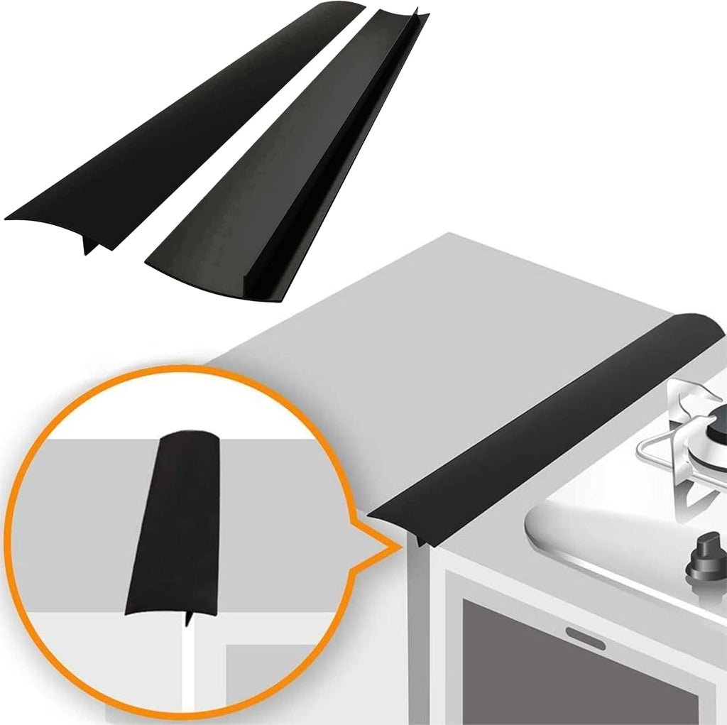 Cubrebrechas de Silicona para Estufa Linda's Essentials – Sello Protector de 21" (Paquete de 2, Negro)