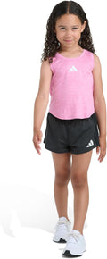 Conjunto Niña Adidas 2 Piezas – Top Sin Mangas con Volantes y Shorts Estampado Tropic Bloom Jaspeado, Talla 6