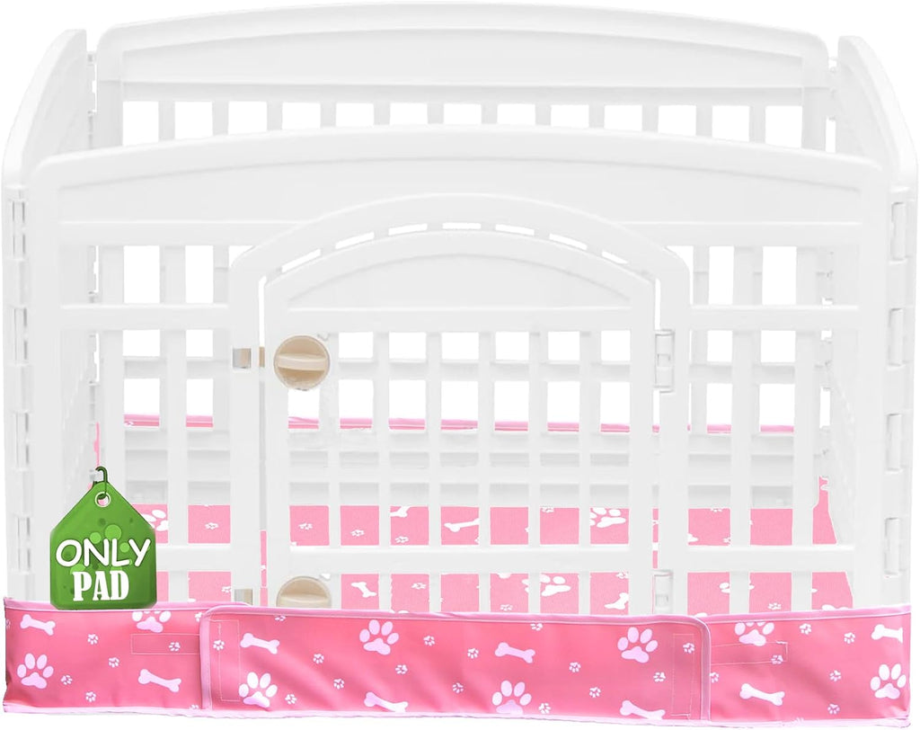 Base acolchada para parque de juegos para perros de 91 cm (36 pulgadas), apta para parques de juegos de 4 paneles, jaulas para perros y parques de juegos para cachorros. Diseño con aros y bucles (Nota: Parque de juegos no incluido). -Rosa