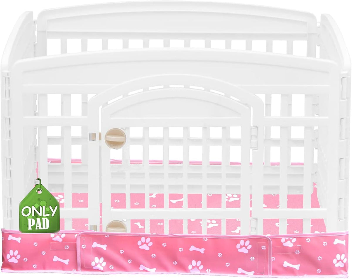 Base acolchada para parque de juegos para perros de 91 cm (36 pulgadas), apta para parques de juegos de 4 paneles, jaulas para perros y parques de juegos para cachorros. Diseño con aros y bucles (Nota: Parque de juegos no incluido). -Rosa