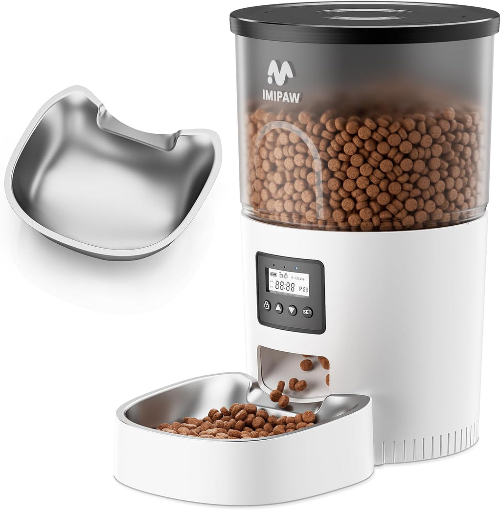 IMIPAW Comedero automático para gatos, dispensador de alimentos secos para mascotas