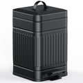 Cubo de basura pequeño CEROELDA con tapa - 5 L/1,3 galones, de acero inoxidable, para exteriores, para excrementos de perro, estilo rústico retro, con pedal para baño, dormitorio y oficina, cierre suave, color negro.