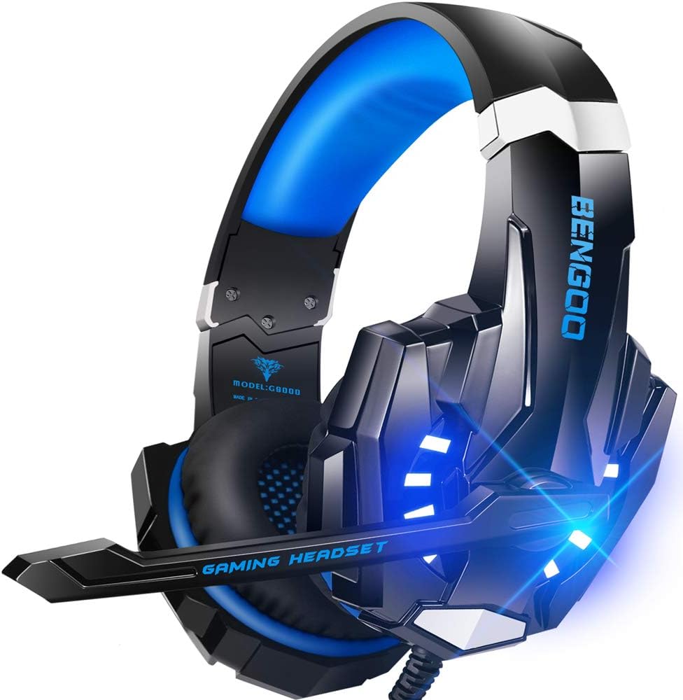 Auriculares Gaming BENGOO G9000 | PS4 PS5 PC Xbox One Series X|S Nintendo | Sonido 7.1 Envolvente | Cancelación Ruido | Micrófono | LED | 1 Unidad