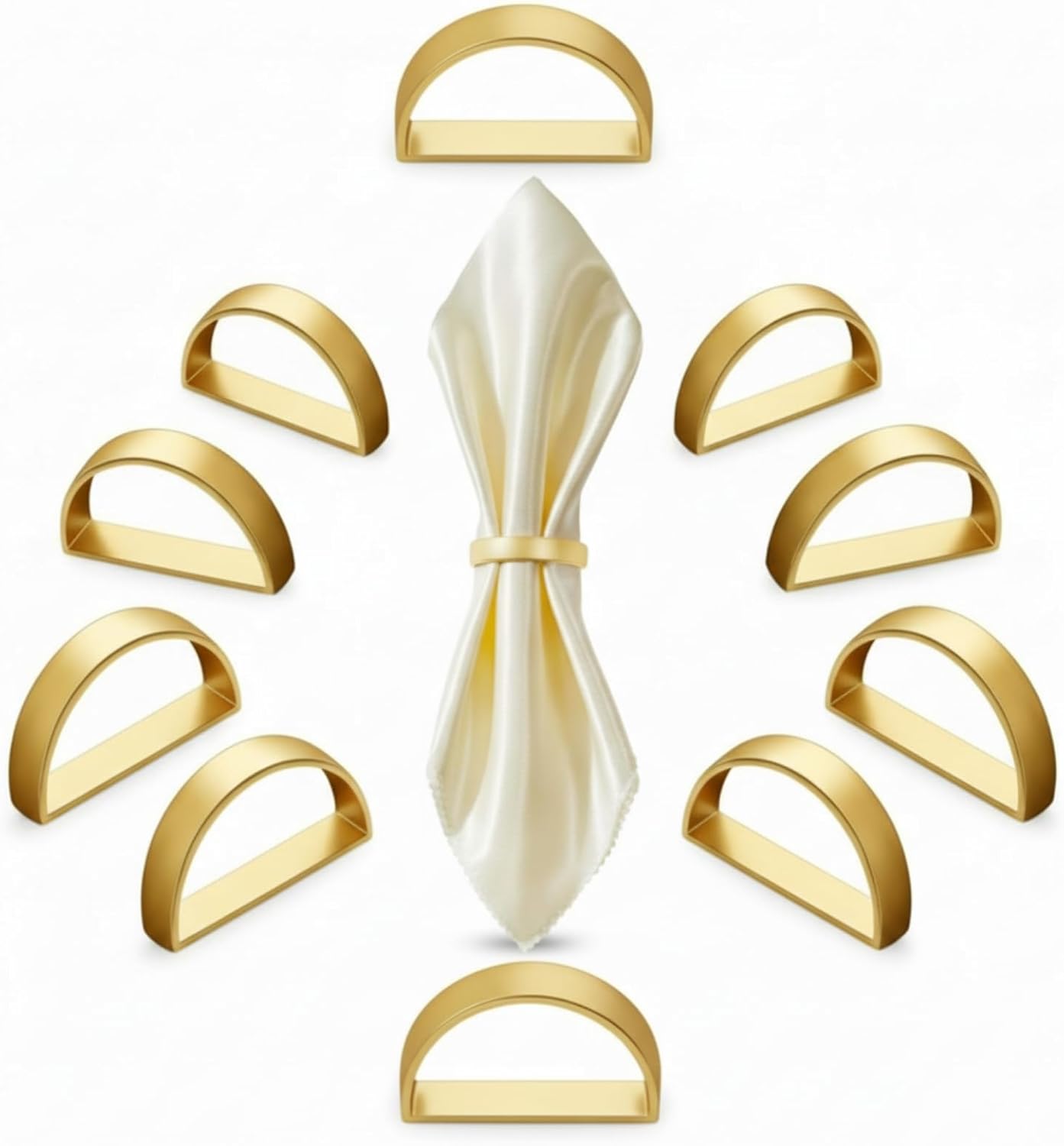 40 Pcs Stainless Steel Napkin Rings Metal Napkin Ring Holders Valentine's Day Modern Serviette Buckles Metallic Adornment for Spring Table Kitchen Dinner Party Wedding(Matte Gold Semicircle)