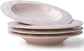 Set de 4 Tazones OniAnt para Sopa y Pasta 10oz | Platos Hondos de Cerámica con Borde Ancho y Relieve de Fresas | Aptos para Microondas y Lavavajillas