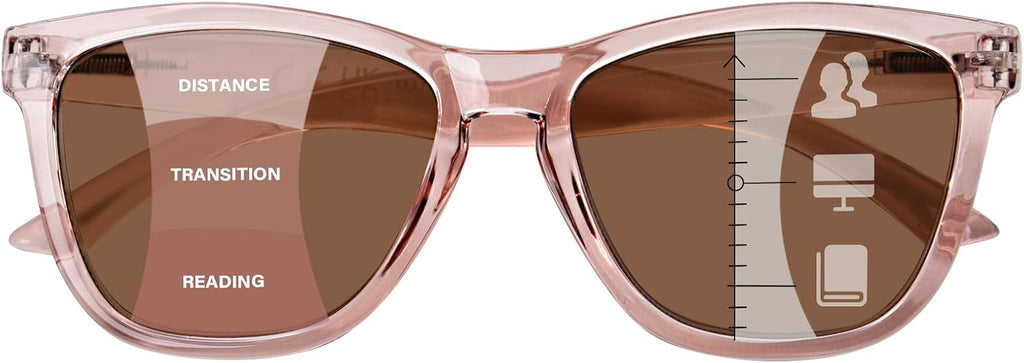 Gafas de sol progresivas ZESAKER para lectura, para hombre y mujer, con bisagras de resorte, lentes multifocales y protección UV400 (marrón claro, 2.0).
