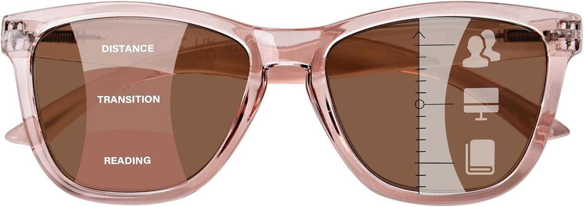 Gafas de sol progresivas ZESAKER para lectura, para hombre y mujer, con bisagras de resorte, lentes multifocales y protección UV400 (marrón claro, 2.0).