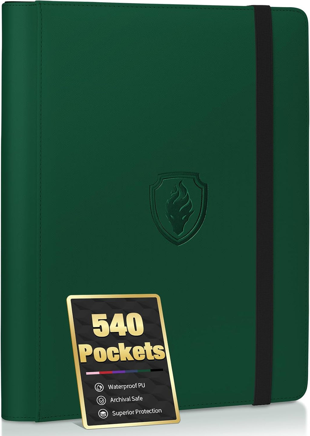 Carpeta premium de 9 bolsillos para 540 tarjetas, carpeta para tarjetas coleccionables Fabmaker con cubierta de PU, álbum resistente para colección de tarjetas, elegantes carpetas para tarjetas de juegos y tarjetas deportivas, verde oscuro