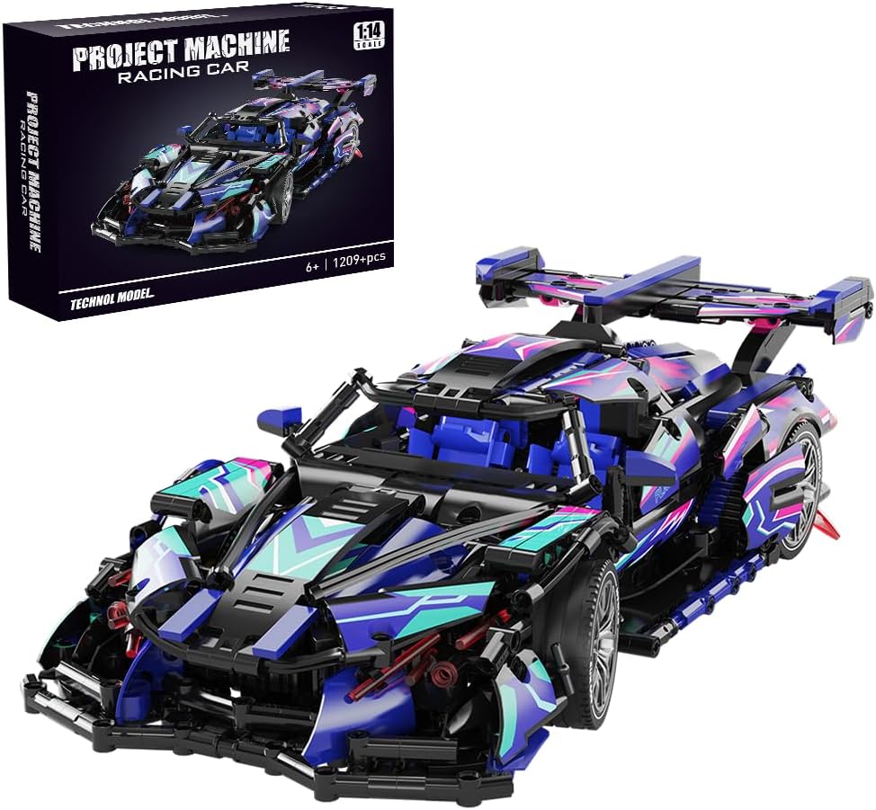 APAWR Bloques de construcción de autos deportivos para niños y adultos - Kit de construcción de autos de carreras desafiantes de 1391 piezas, juego de modelos de bricolaje para edades de 8 a 14 años