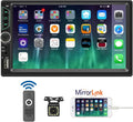 EL CONTROL NO ES EL MISMO DE LA FOTO-Autoestéreo Leadfan de 7 pulgadas, doble DIN, con pantalla táctil, cámara de reversa, multimedia, soporte para Mirror Link, Bluetooth, identificador de llamadas, FM/MP3/MP4/USB/subwoofer y entrada auxiliar.
