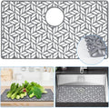 Protectores de silicona QKVCX para fregadero de cocina de 71, 7 x 38, 7 cm (28,25" x 15,25"). Protectores para el fondo de fregaderos de porcelana y acero inoxidable estilo granja con orificio de drenaje trasero