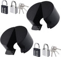 Cerradura para grifo exterior, paquete de 2 cerraduras para grifo de agua con doble sistema antirrobo, cubierta de acero inoxidable y kit de candado. Cerradura para grifo exterior, para válvulas y grifos de manguera de 1.3 a 2.5 pulgadas (negro).