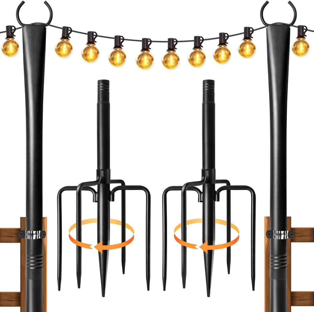 Paquete de 2 postes de luz para exteriores, postes de luz de metal