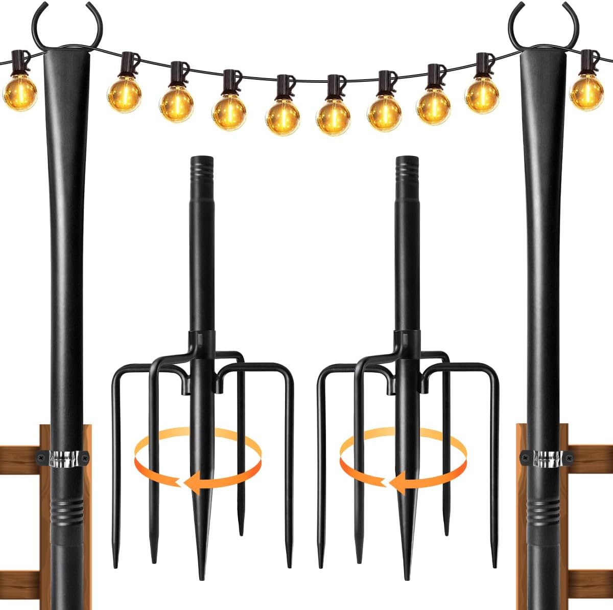 Paquete de 2 postes de luz para exteriores, postes de luz de metal