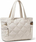 Bolsa acolchada para mujer, bolsa ligera acolchada con cremallera, bolsa de viaje, trabajo, enfermera, gimnasio (beige)