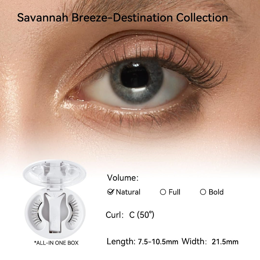 WOSADO Kit Pestañas Magnéticas con Aplicador V26 Savannah Breeze | Reutilizables, Sin Pegamento, Impermeables | Maquillaje Natural