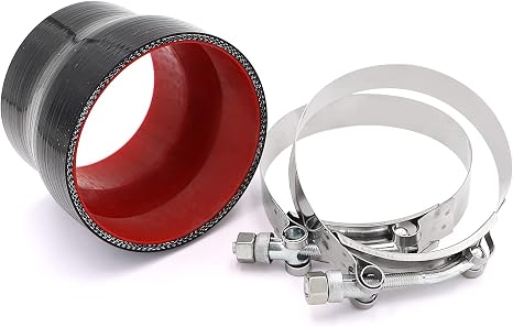 Acoplador reductor recto de silicona para manguera de 3 pulgadas a 3.5 pulgadas, 4 capas con abrazadera de perno en T de acero inoxidable para turbo/intercooler/tuberías de admisión