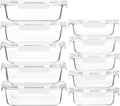 Contenedores de Vidrio MCIRCO para Meal Prep 10 Piezas con Tapa | Almacenamiento de Alimentos Hermético | Aptos para Microondas, Horno y Congelador | Blanco