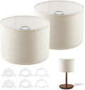 Set de 2 Pantallas de Lampara Beige de Lino, Estilo Tambor, 10.24 Arriba x 10.24 Abajo x 7.48 de Alto Pulgadas, para Lampara de Mesa, Piso y Buro, Facil Ensamblaje ( VIENE CON 12 PIEZAS )