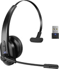 Sarevile Auriculares Bluetooth con dongle USB para computadora, auriculares inalámbricos de una sola oreja con micrófono de cancelación de ruido para oficina y camioneros,